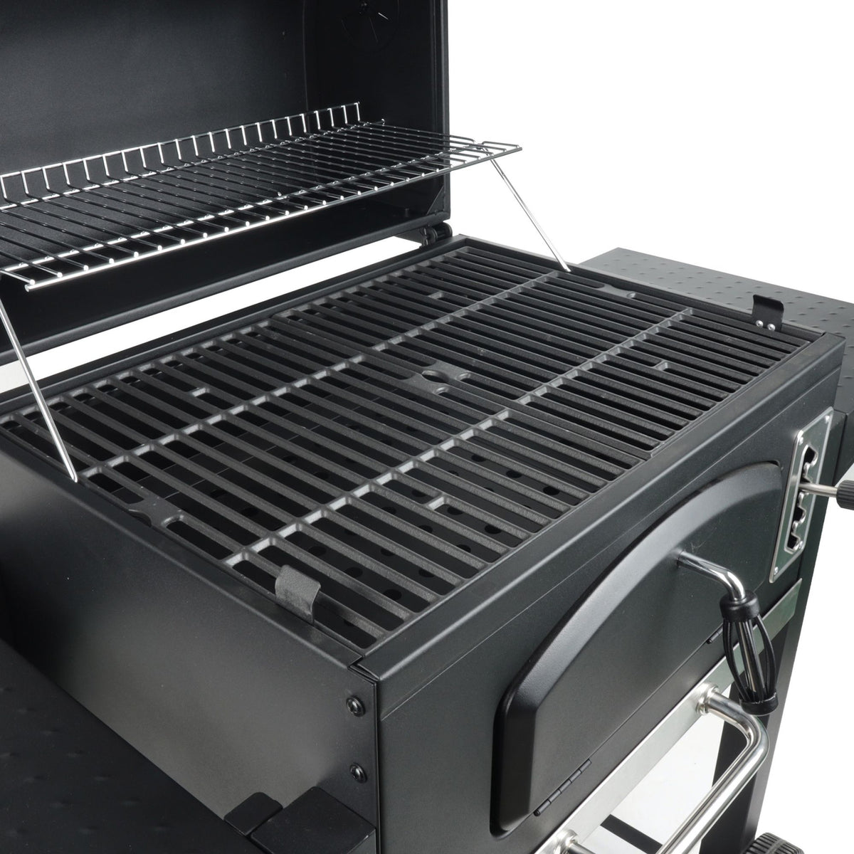 Grill Boss 24 Inch Charcoal BBQ Grill, Side Shelves, Built In Thermometer, Black