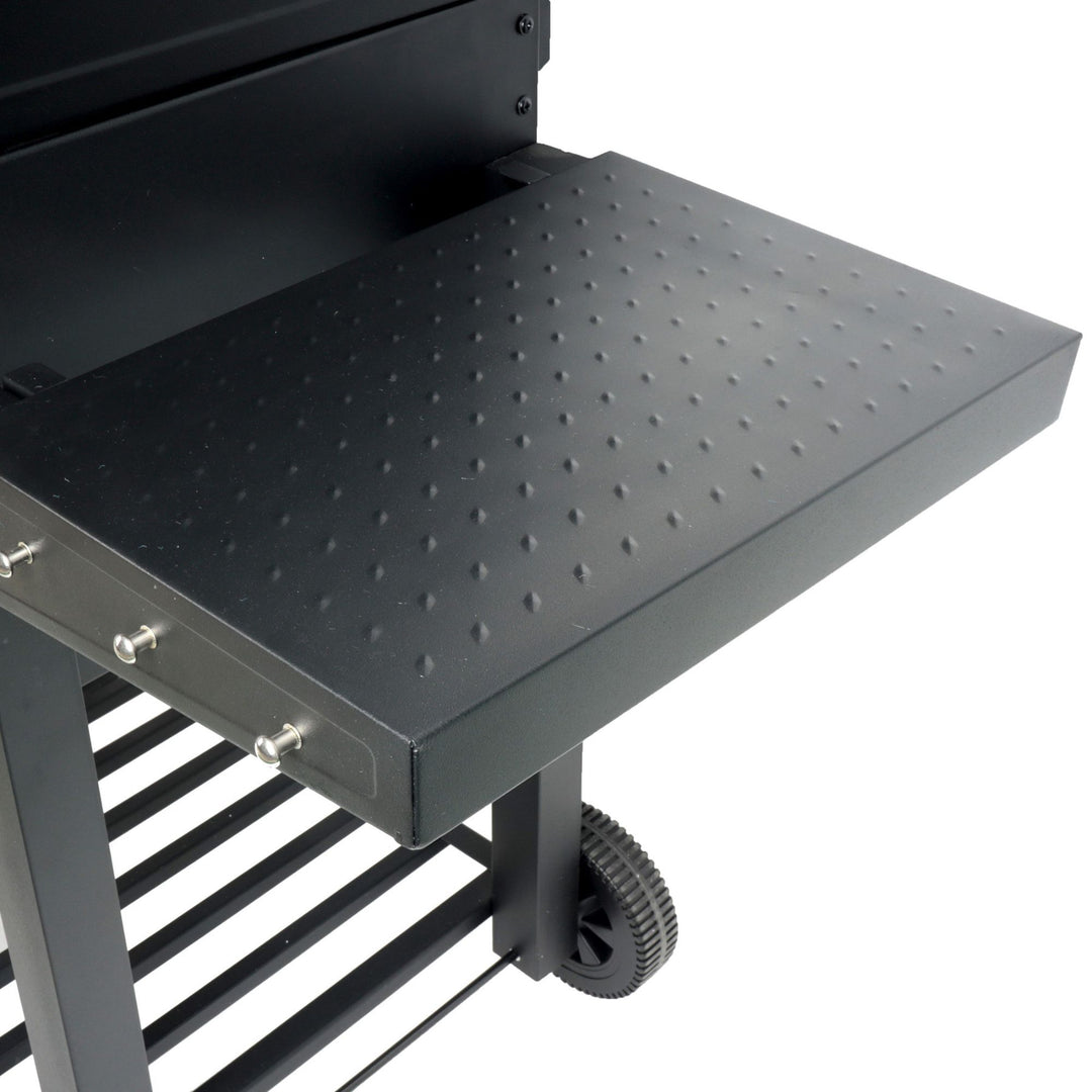 Grill Boss 24 Inch Charcoal BBQ Grill, Side Shelves, Built In Thermometer, Black