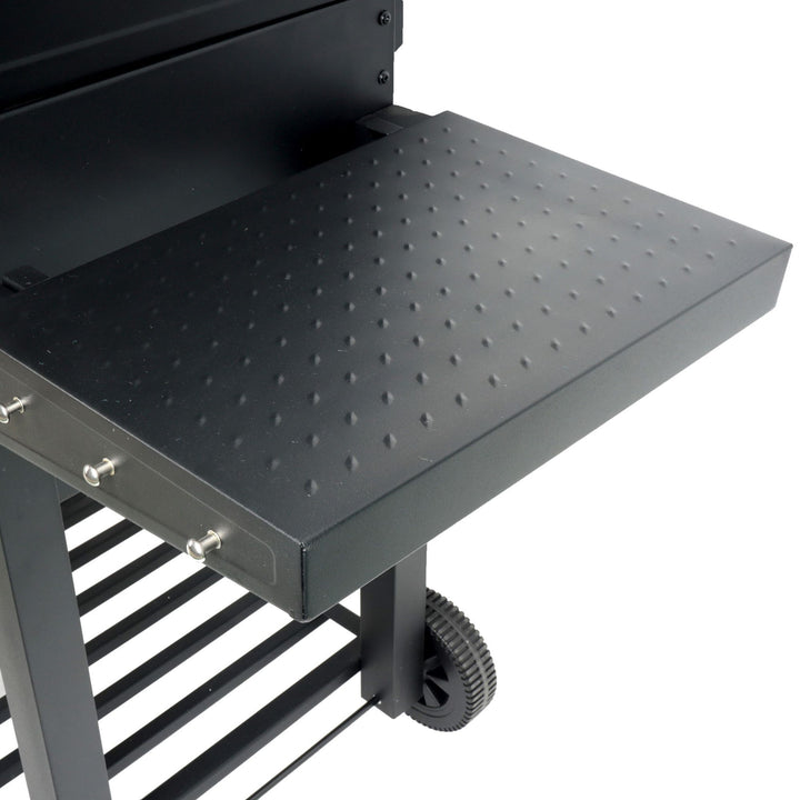 Grill Boss 24 Inch Charcoal BBQ Grill, Side Shelves, Built In Thermometer, Black