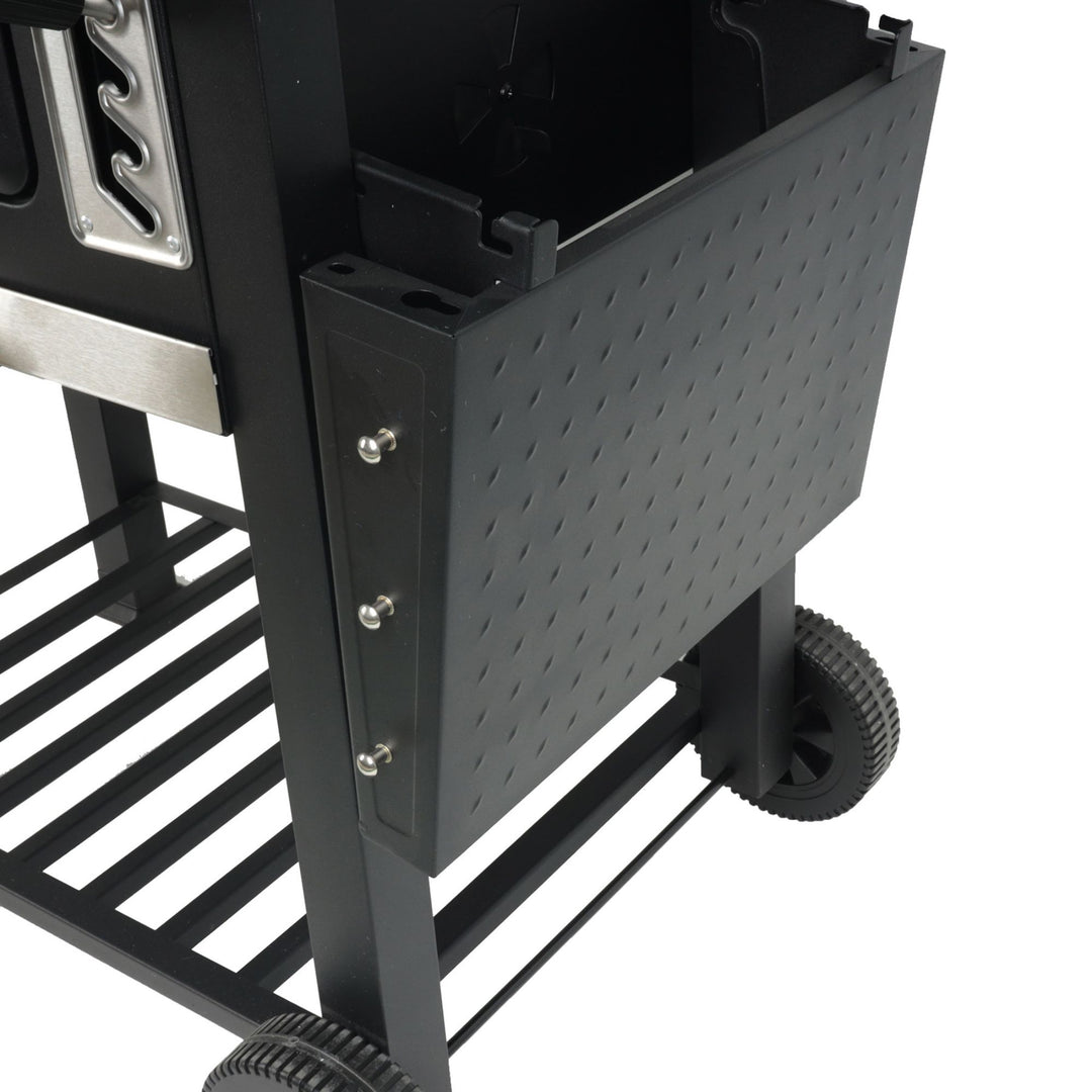 Grill Boss 24 Inch Charcoal BBQ Grill, Side Shelves, Built In Thermometer, Black