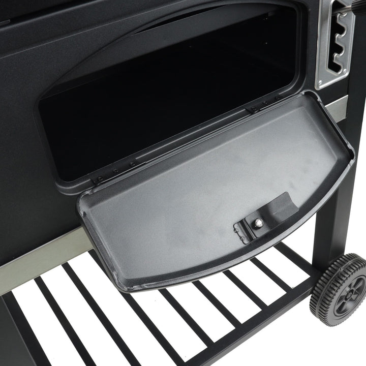 Grill Boss 24 Inch Charcoal BBQ Grill, Side Shelves, Built In Thermometer, Black