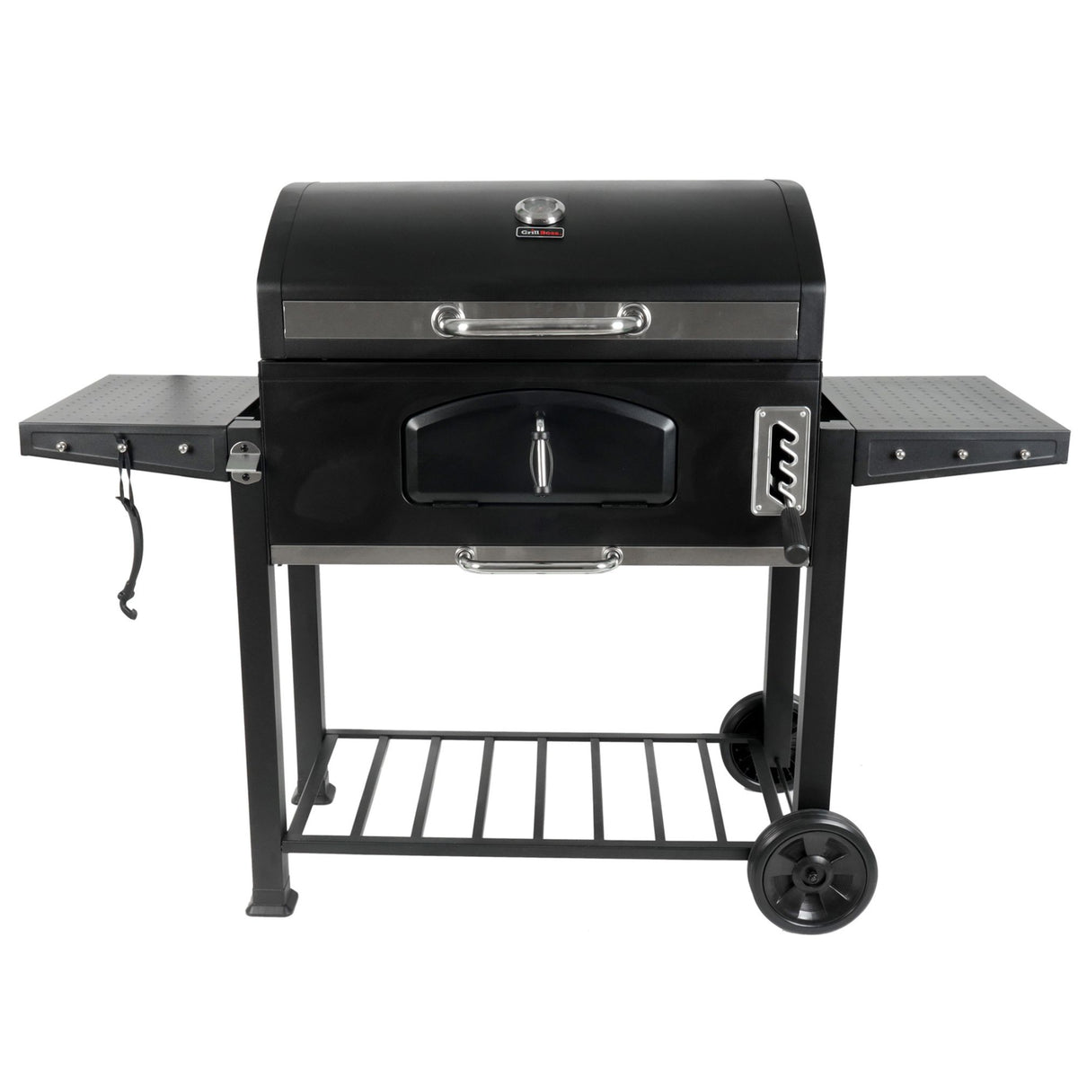 Grill Boss 32 Inch Charcoal BBQ Grill, Side Shelve w/ Thermometer, Blk(Open Box) - VMInnovations