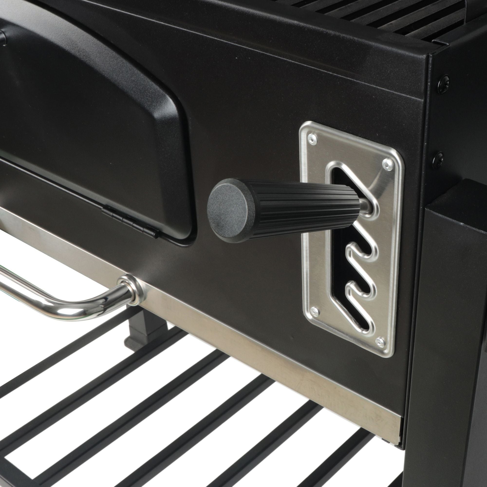 Grill Boss 32 Inch Charcoal BBQ Grill, Side Shelves, Built In Thermometer, Black - VMInnovations
