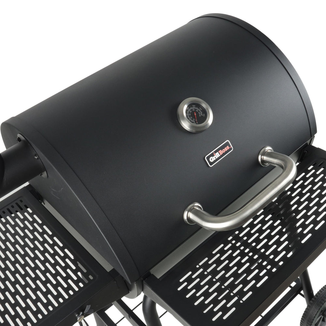 Grill Boss 23" Charcoal Barrel Grill, Adjustable Grate Large Cooking Area, Black - VMInnovations