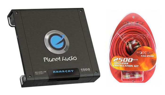 New PLANET AUDIO AC1500.1M 1500W MONO Car Audio Amplifier + 4 Gauge Amp Wire Kit