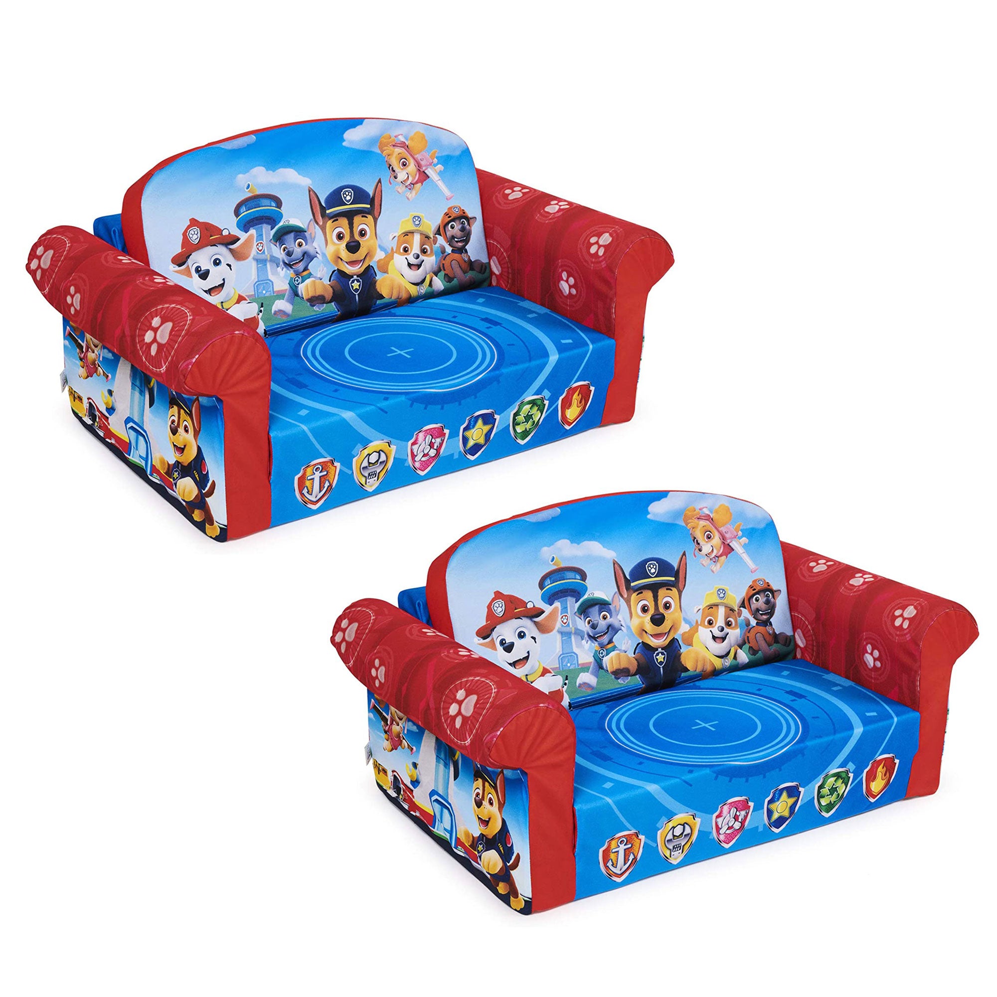 Marshmallow Furniture 2 Pack Kids 2-in-1 Flip Open Foam Sofa Bed, Paw Patrol - VMInnovations