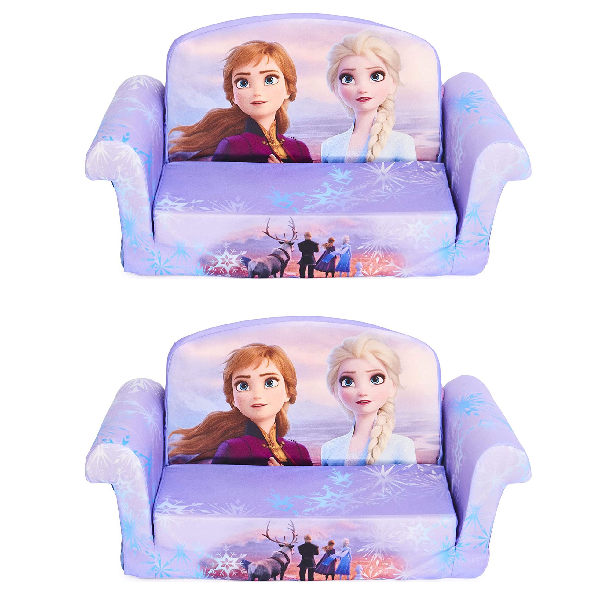 Marshmallow Furniture 2 Pack Kids 2-in-1 Flip Open Foam Sofa Bed, Frozen 2 - VMInnovations