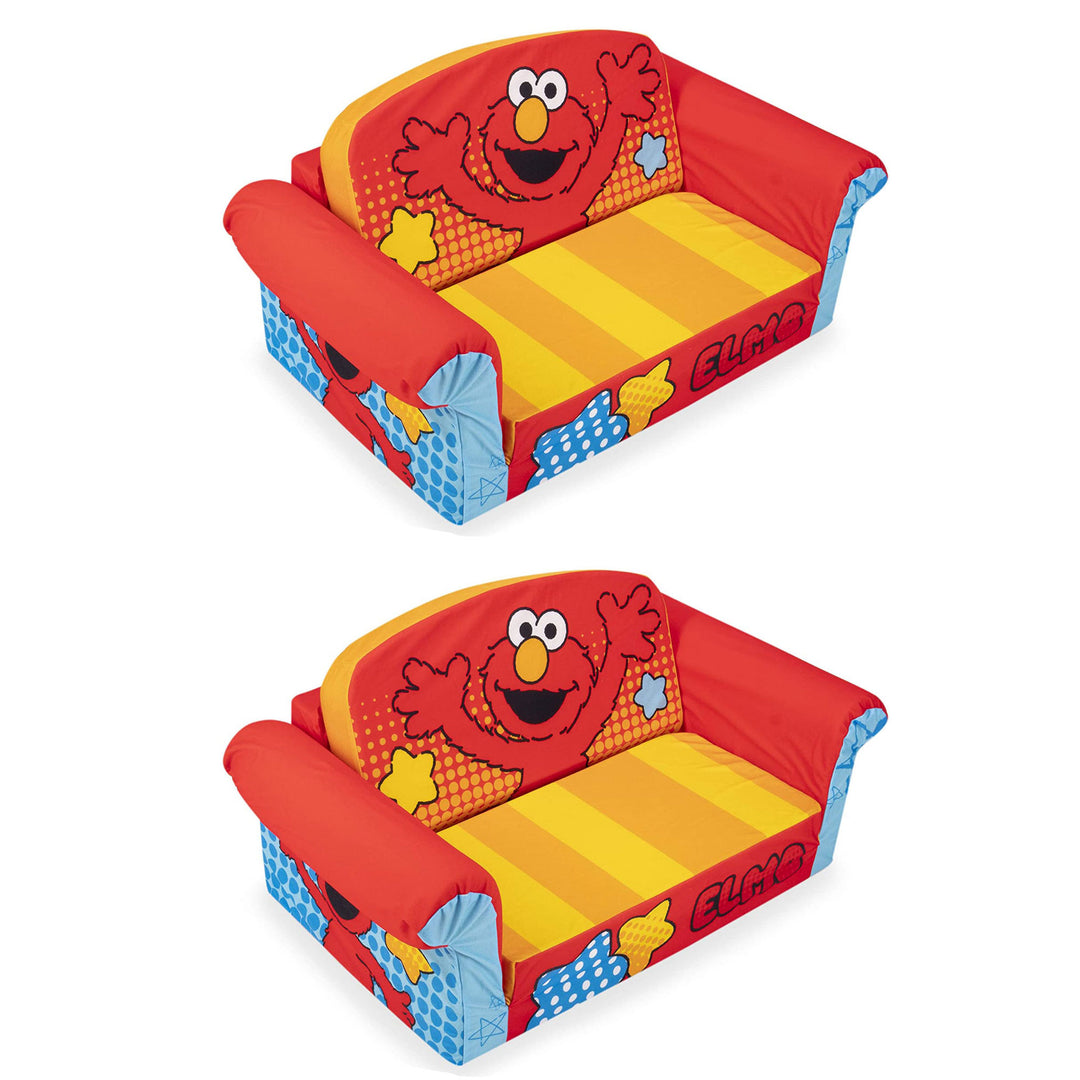 Marshmallow Furniture 2 Pack 2-in-1 Flip Open Foam Sofa Bed, Sesame Street Elmo - VMInnovations