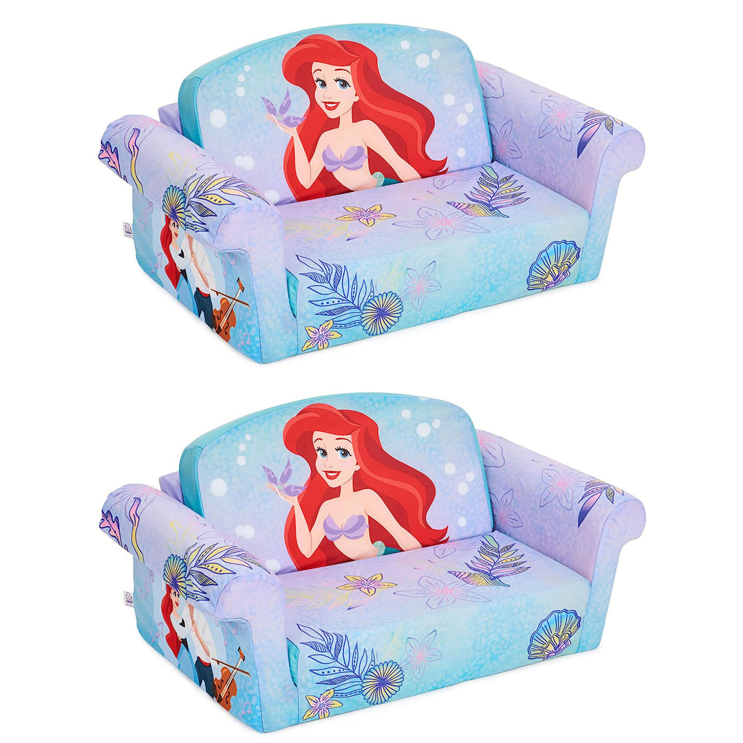 Marshmallow Furniture 2 Pack 2-in-1 Flip Open Foam Sofa Bed, The Little Mermaid