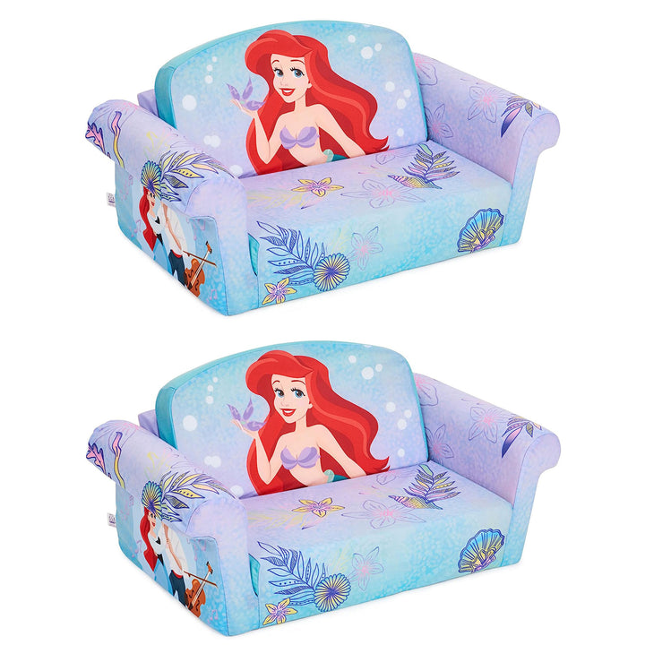 Marshmallow Furniture 2 Pack 2-in-1 Flip Open Foam Sofa Bed, The Little Mermaid