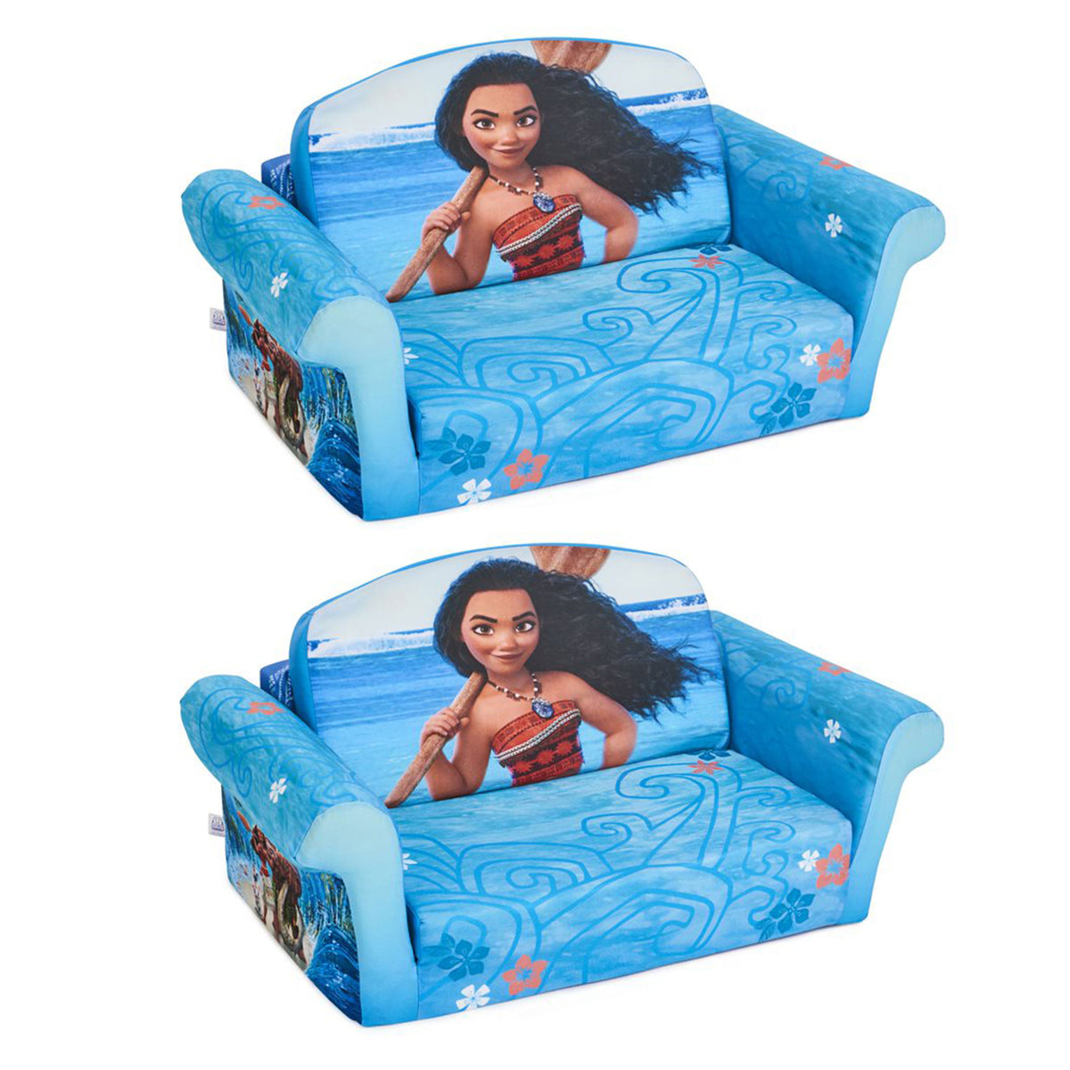 Marshmallow Furniture 2 Pack 2-in-1 Flip Open Foam Compressed Sofa Bed, Moana