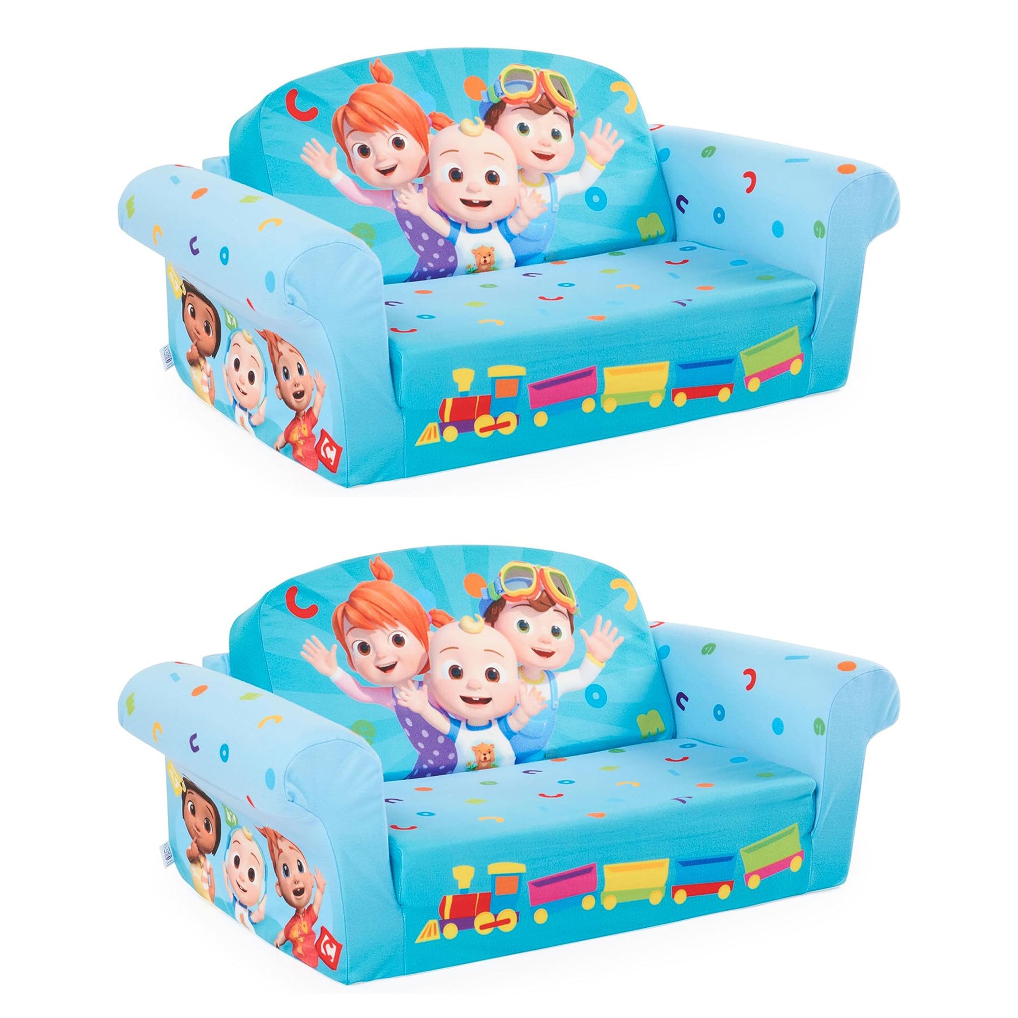 Marshmallow Furniture 2 Pack 2-in-1 Flip Open Foam Compress Sofa Bed, Cocomelon - VMInnovations