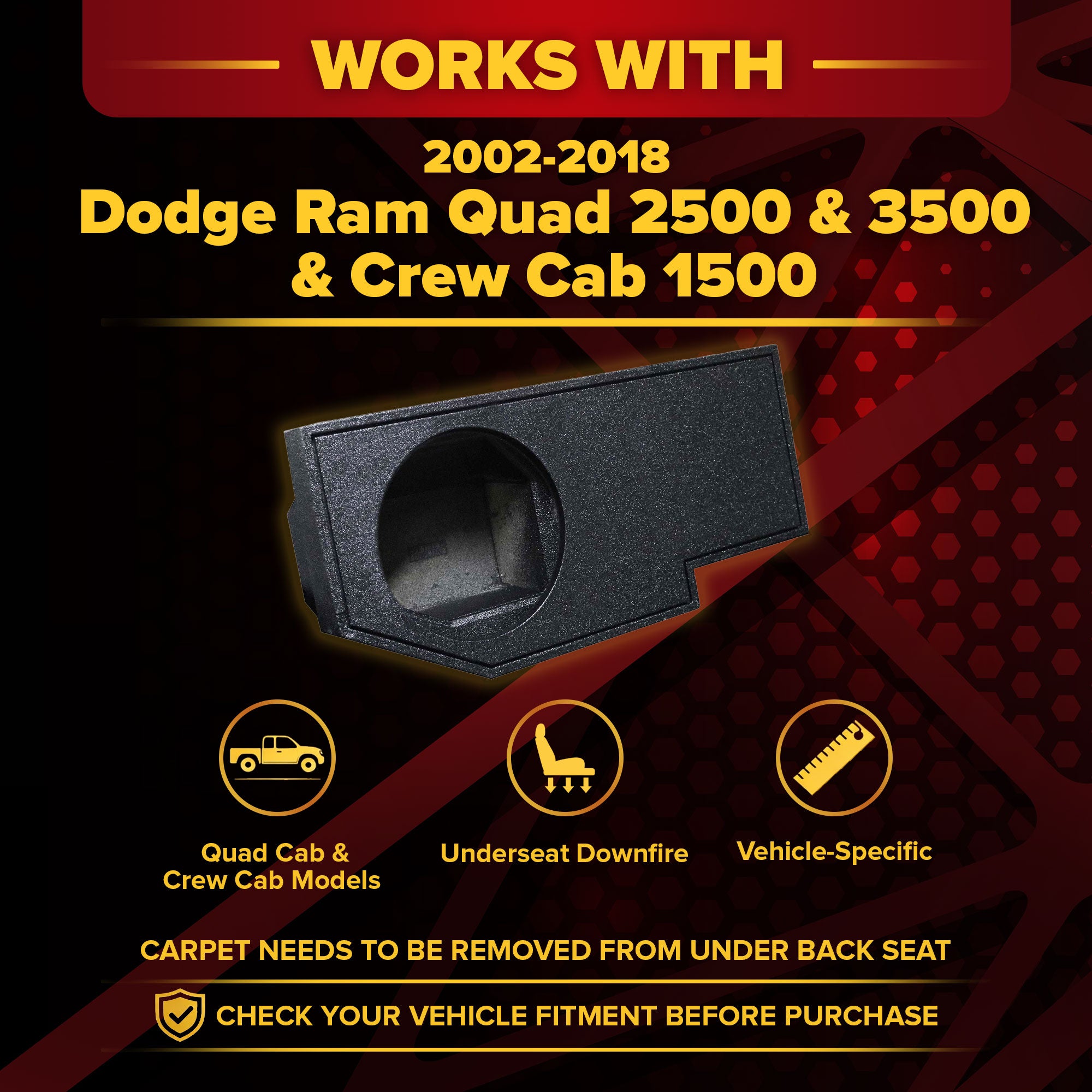 QPower Single 10" Sub Box for Dodge Ram Crew Cab & Quad Cab (Open Box)