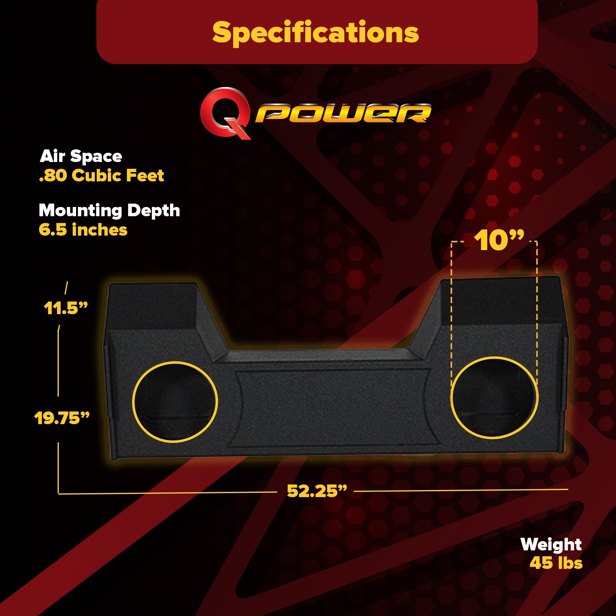QPower Dual 10" Subwoofer Enclosure for Dodge Ram Crew Cab & Quad Cab 2019-2025 - VMInnovations