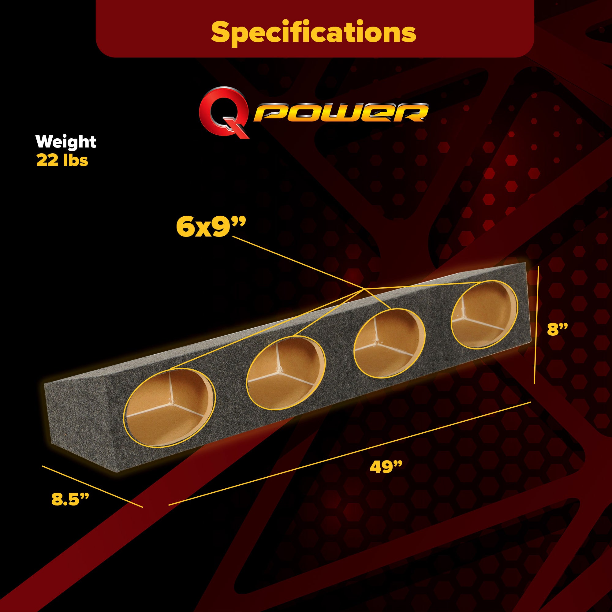 Crunch 2 Pair 6x9 Coaxial Speakers with QPower 4-Hole Wedge Speaker Enclosure