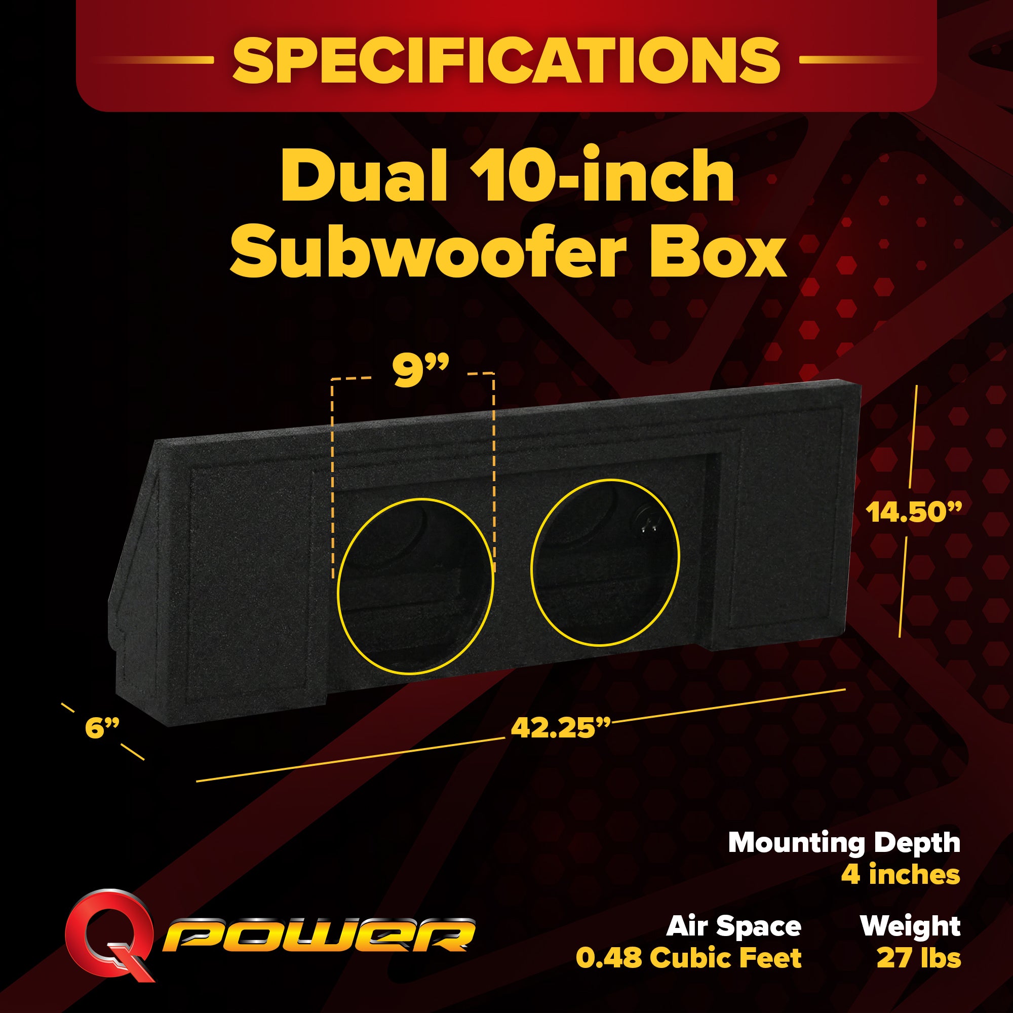 Q Power Dual 10-Inch Sealed Subwoofer Enclosure Chevy Colorado/GMC Canyon(Used) - VMInnovations