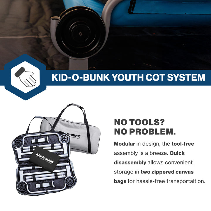 Disc-O-Bed Youth Double Cot Kid-O-Bunk, Storage Organizers & Carry Bag, Grey - VMInnovations