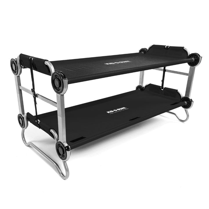 Disc-O-Bed Youth Double Cot Kid-O-Bunk w/ 200 Pound Capacity & Carry Bags, Black - VMInnovations