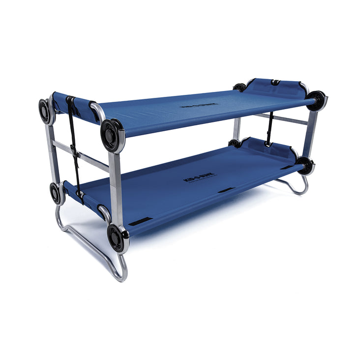 Disc-O-Bed Youth Double Cot Kid-O-Bunk w/ 200 Pound Capacity & Carry Bags, Navy - VMInnovations