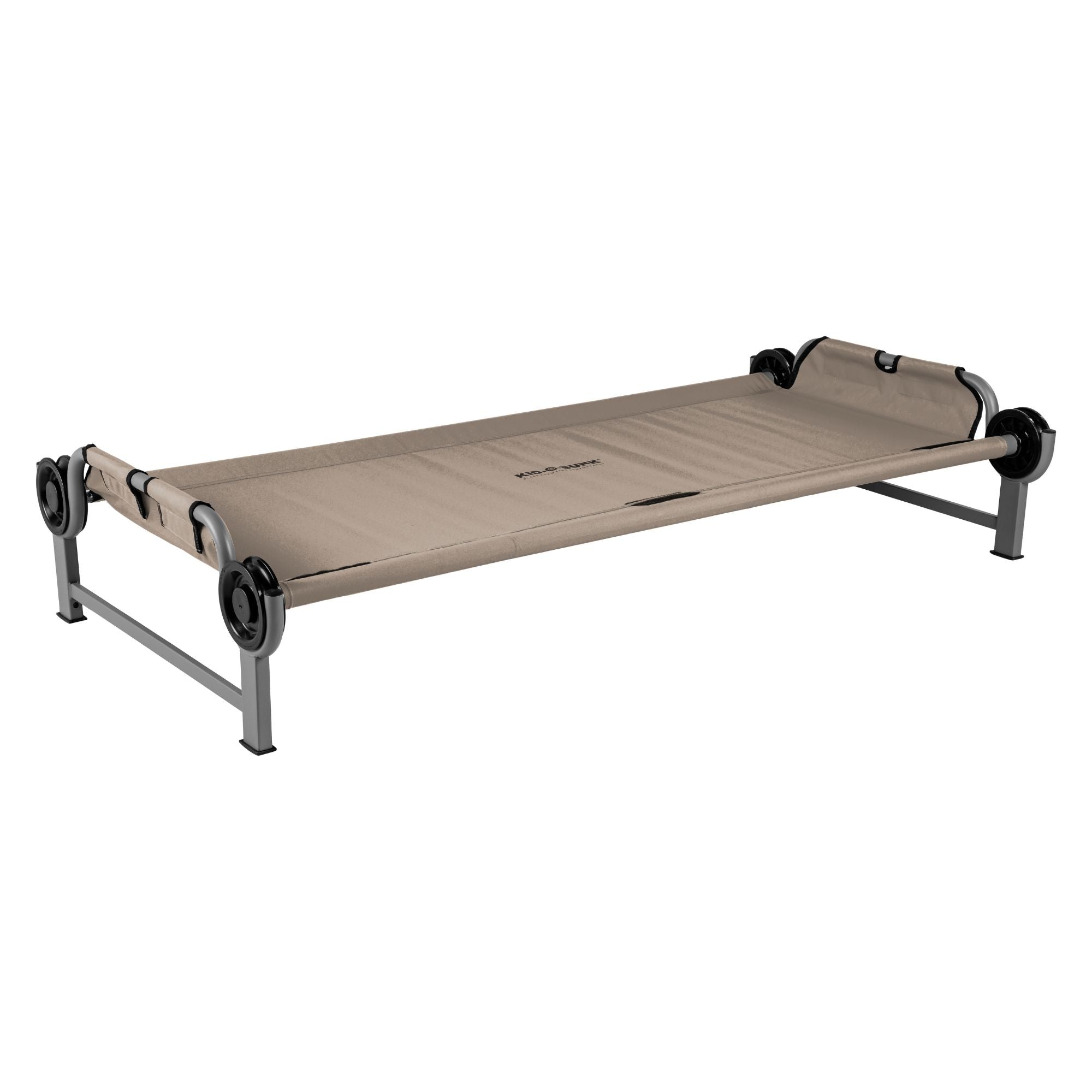 Disc-O-Bed Youth Single Cot Kid-O-Bed, Portable Bunk with Travel Carry Bag, Tan - VMInnovations