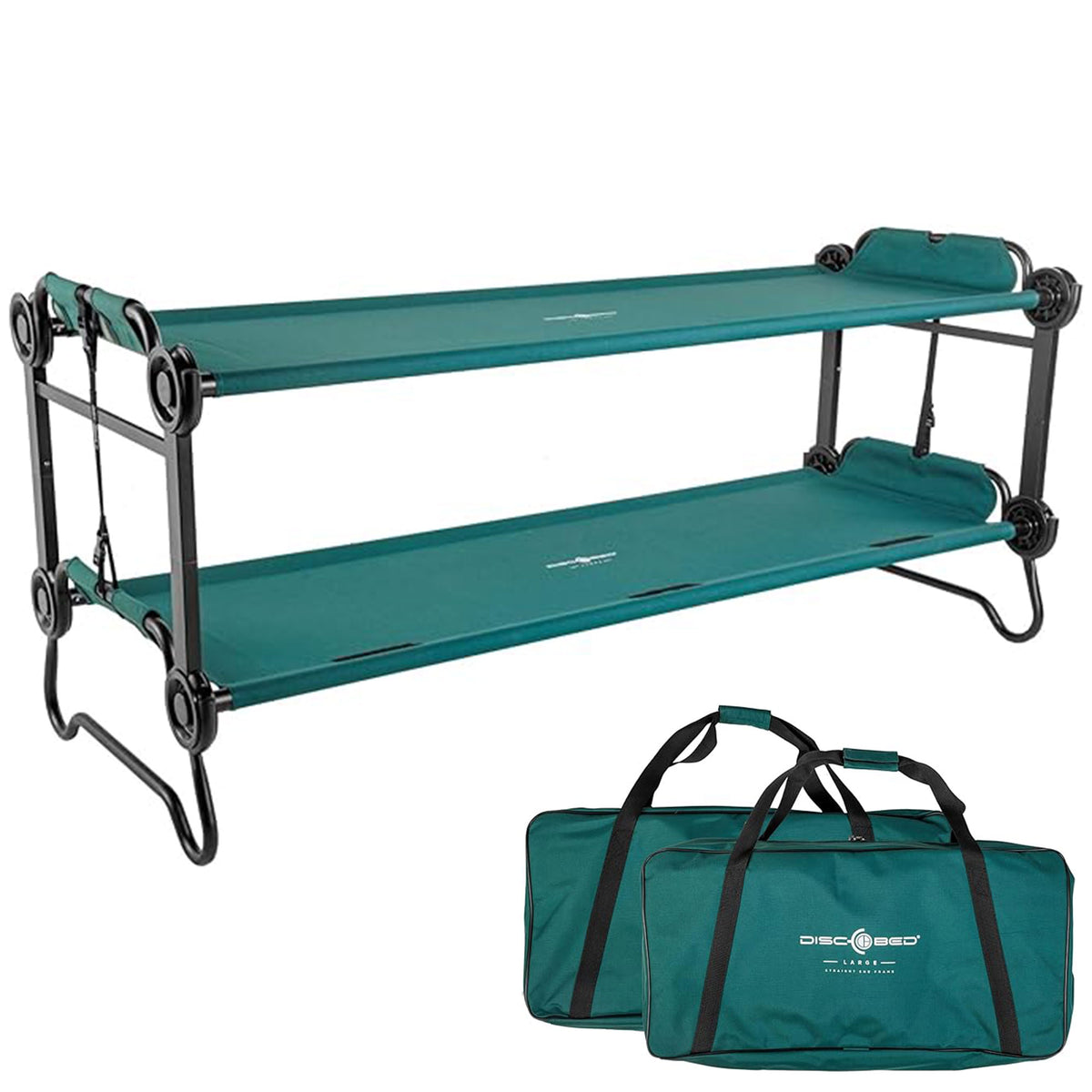 Disc-O-Bed Large Outdoor Convertible 2 Person Portable Camping Bunk Cots, (Used)