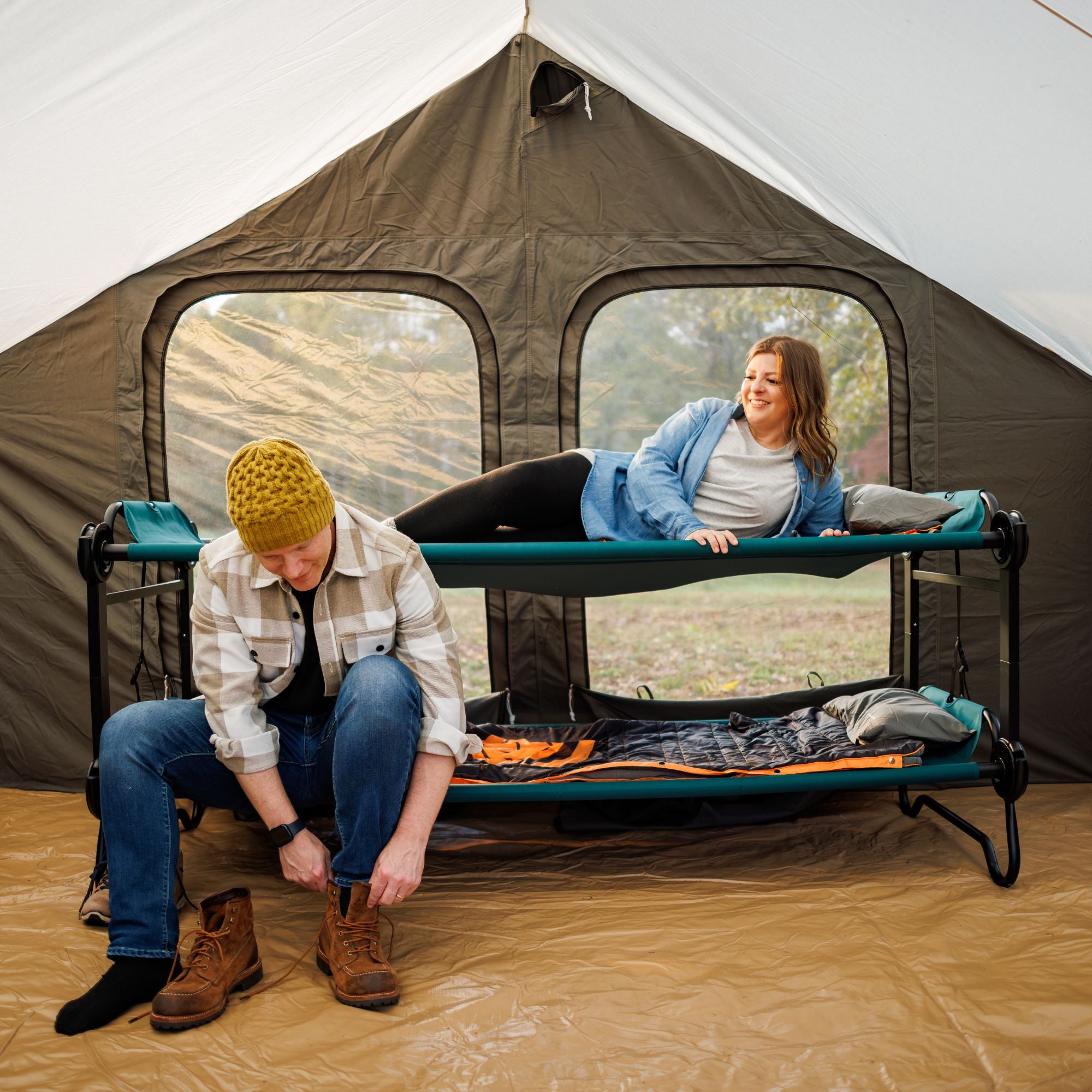 Disc-O-Bed Large Outdoor Convertible 2 Person Portable Camping Cots (Open Box) - VMInnovations