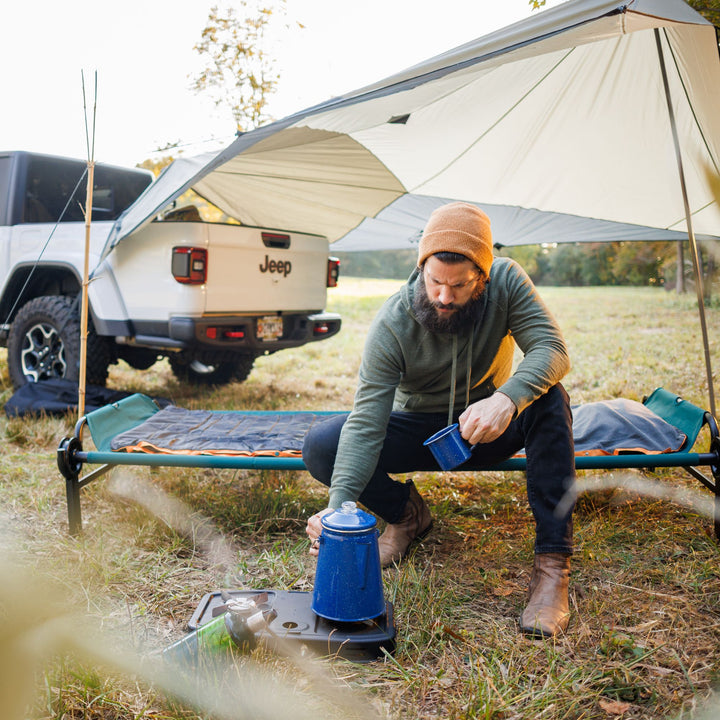 Disc-O-Bed Large Outdoor Convertible 2 Person Portable Camping Bunk Cots, Green - VMInnovations