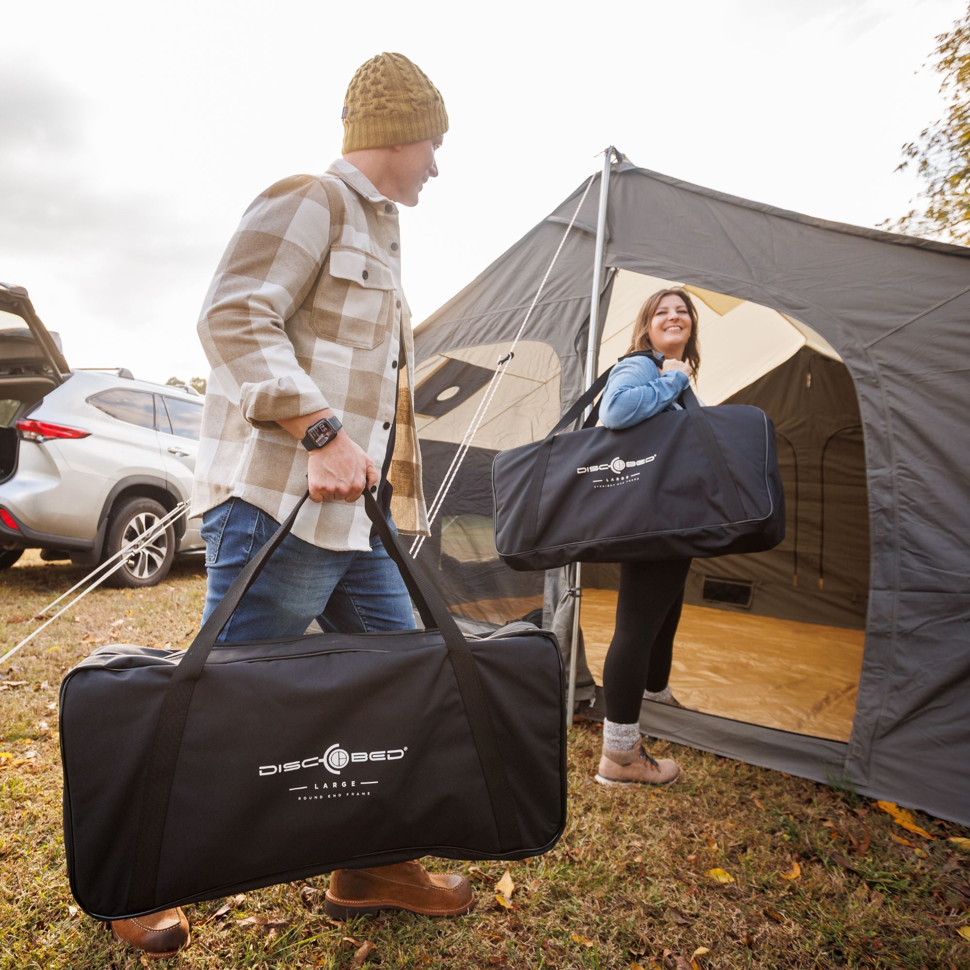 Disc-O-Bed LG Outdoor Convertible 2 Person Portable Camping Bunk Cots(Open Box)