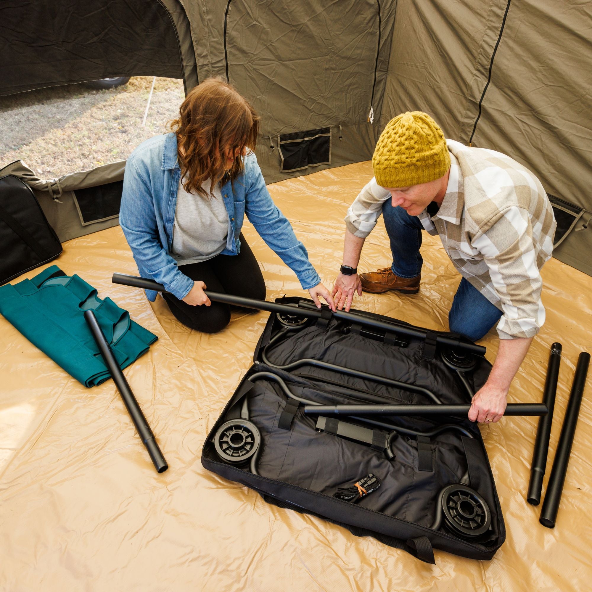 Disc-O-Bed LG Outdoor Convertible 2 Person Portable Camping Bunk Cots(Open Box)