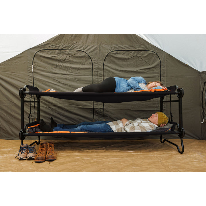 Disc-O-Bed Large Outdoor Convertible 2 Person Portable Camping Bunk Cots, Black - VMInnovations