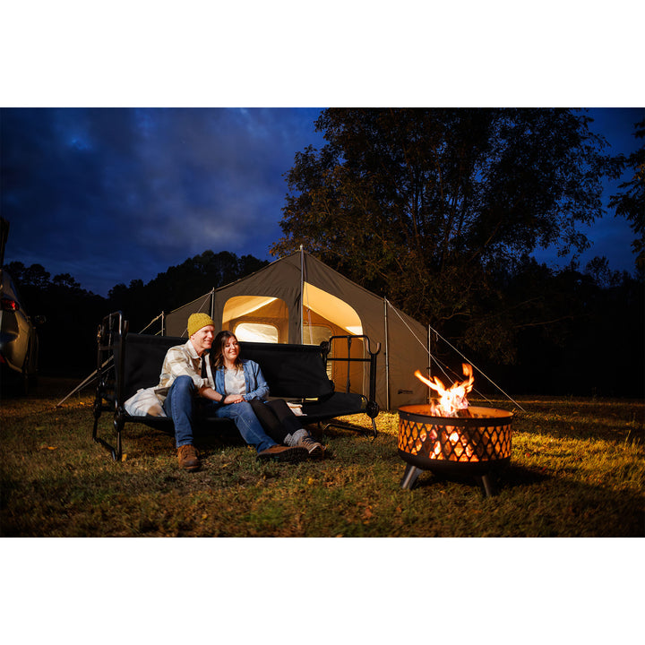 Disc-O-Bed Large Outdoor Convertible 2 Person Portable Camping Bunk Cots, Black - VMInnovations
