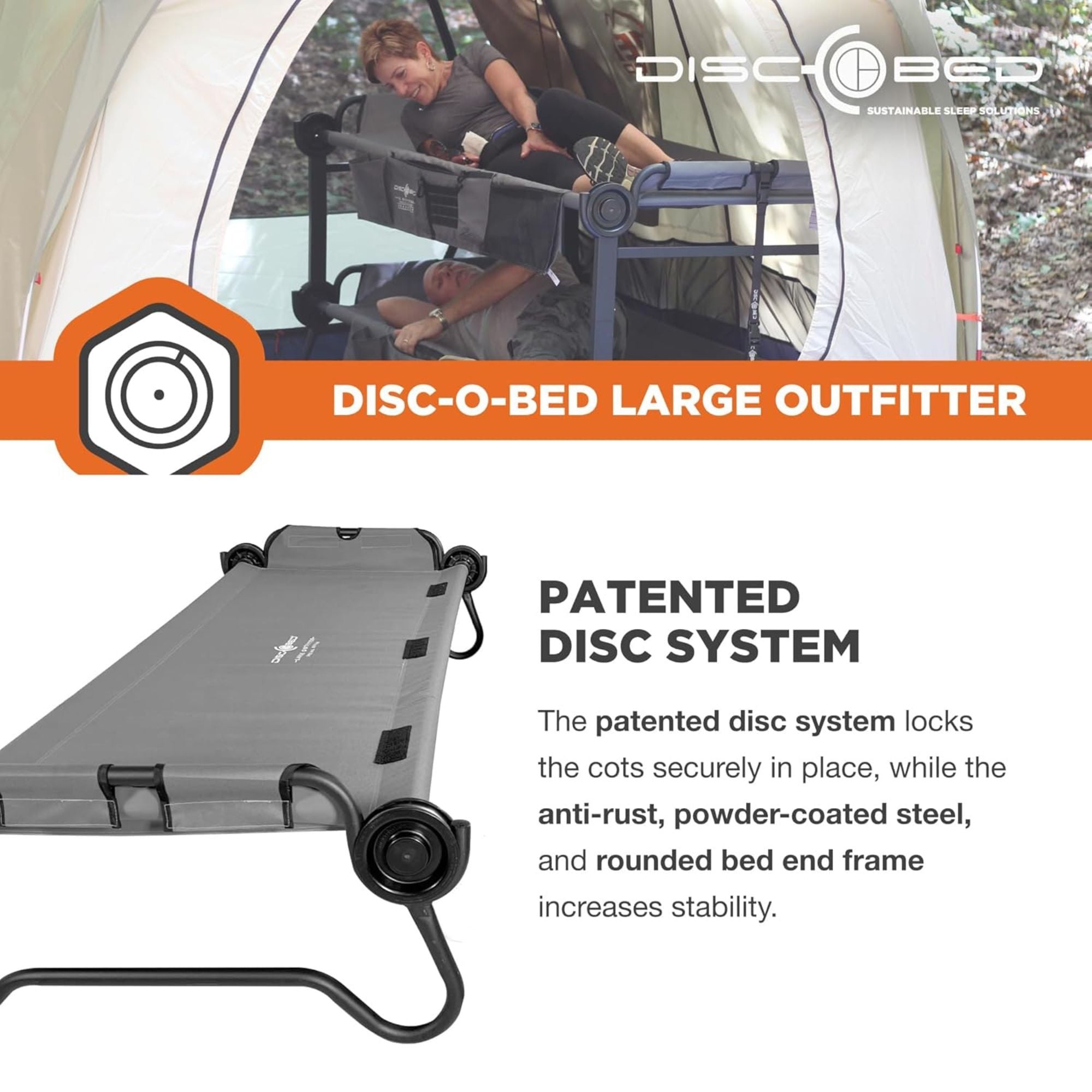 Disc-O-Bed Large Outdoor Convertible 2 Person Portable Camping Cots (Open Box) - VMInnovations