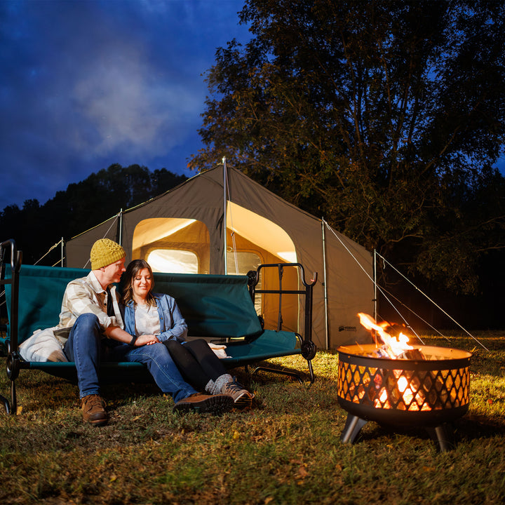 Disc-O-Bed Extra Large Outdoor Convertible 2 Person Portable Camping Cots, Green - VMInnovations