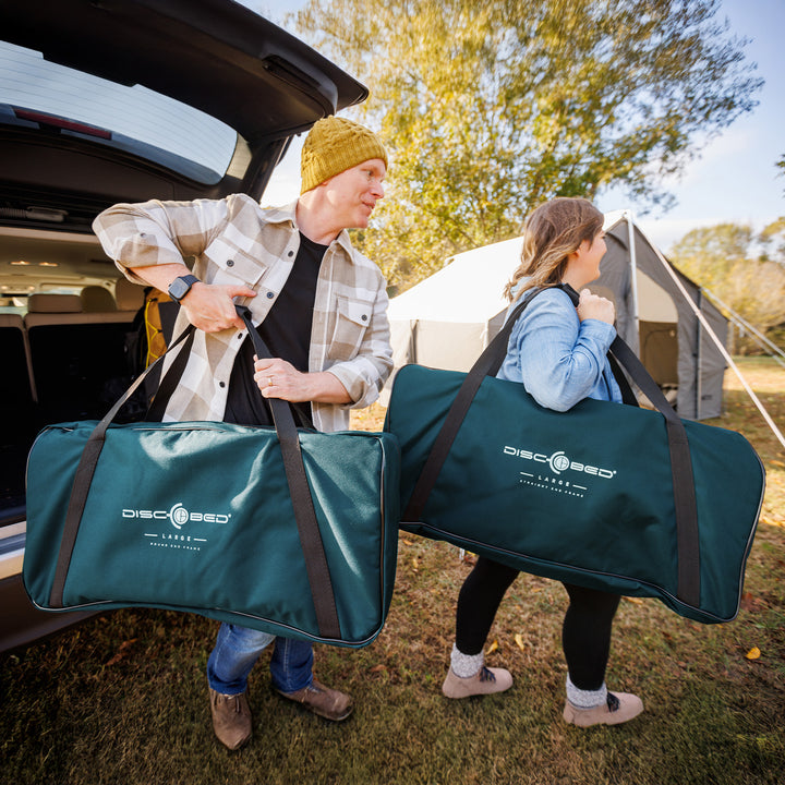 Disc-O-Bed Extra Large Outdoor Convertible 2 Person Portable Camping Cots, Green - VMInnovations