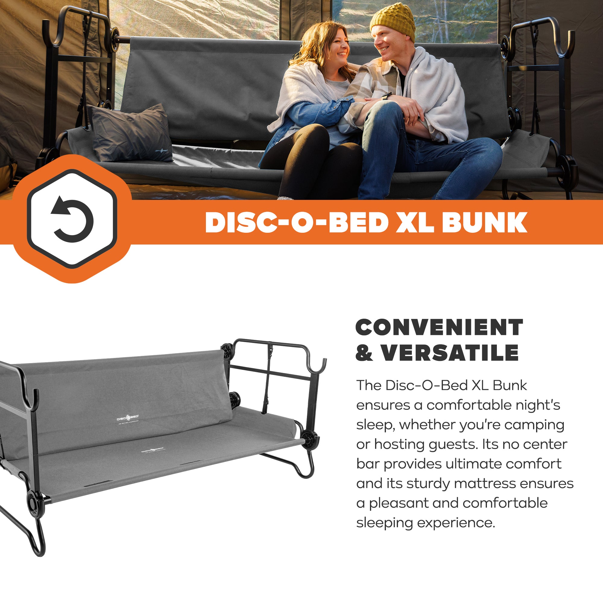 Disc-O-Bed Double Cot, Portable Sleep Solution for Tents & Cabins (Open Box)