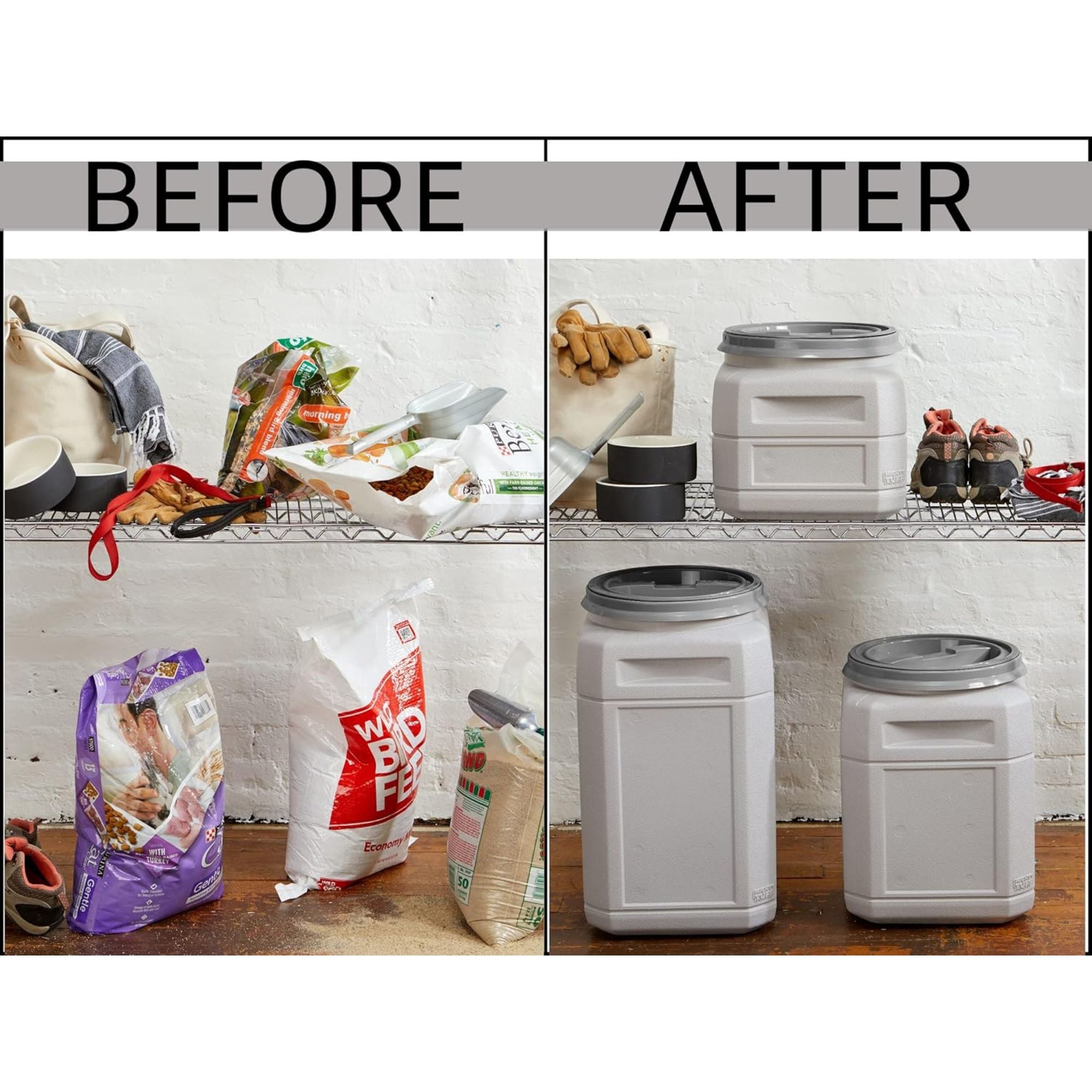Mighty Tuff Pet Food Container w/Airtight Lid & Handles, 13 Gal (Open Box) - VMInnovations