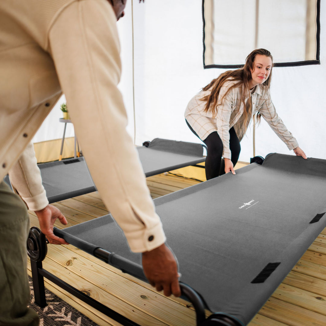 Disc-O-Bed Double Cot, Portable Sleep Solution for Tents & Cabins, Grey, XL