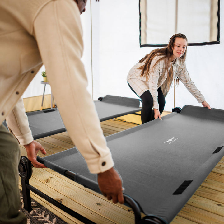 Disc-O-Bed Double Cot, Portable Sleep Solution for Tents & Cabins, Grey, XL
