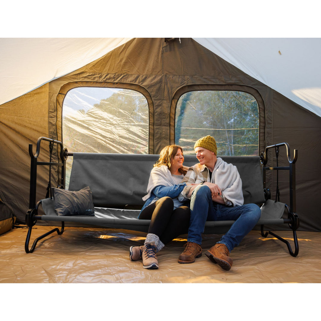 Disc-O-Bed Double Cot, Portable Sleep Solution for Tents & Cabins, Grey, XL