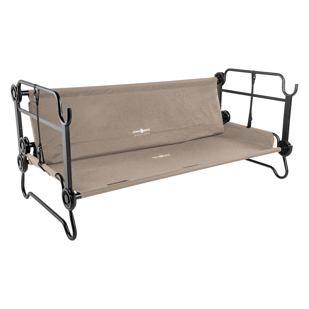 Disc-O-Bed Extra Large Outdoor Convertible 2 Person Portable Camping Cots, Tan - VMInnovations