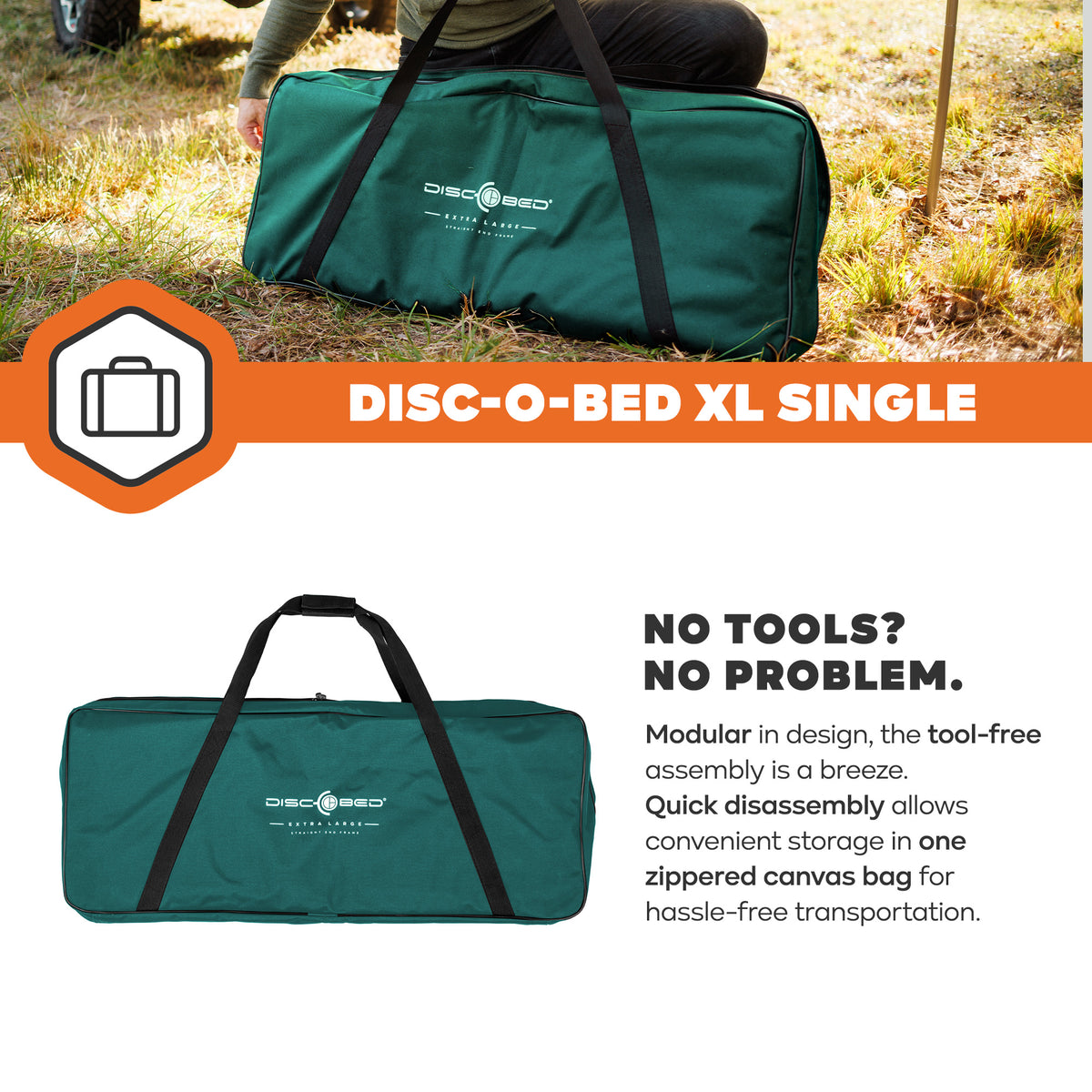 Disc-O-Bed Cot, Portable Sleep Solution for Tents & Cabins, Green, XL (Open Box) - VMInnovations