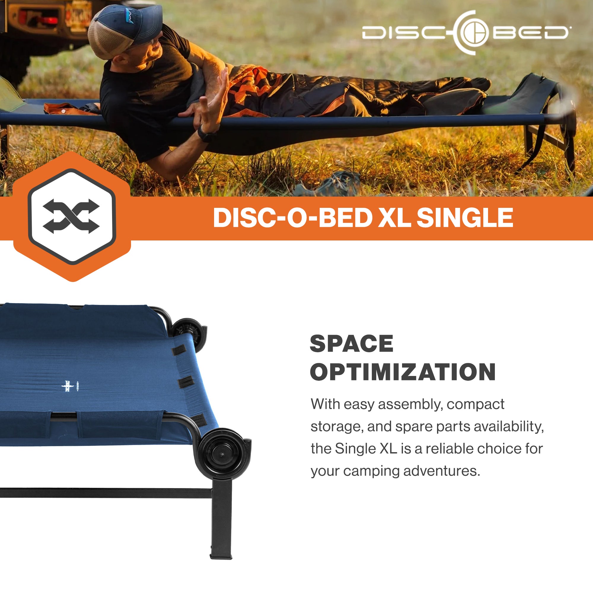 Disc-O-Bed Single Cot, Portable Sleep Solution for Tents & Cabins XL (Open Box) - VMInnovations