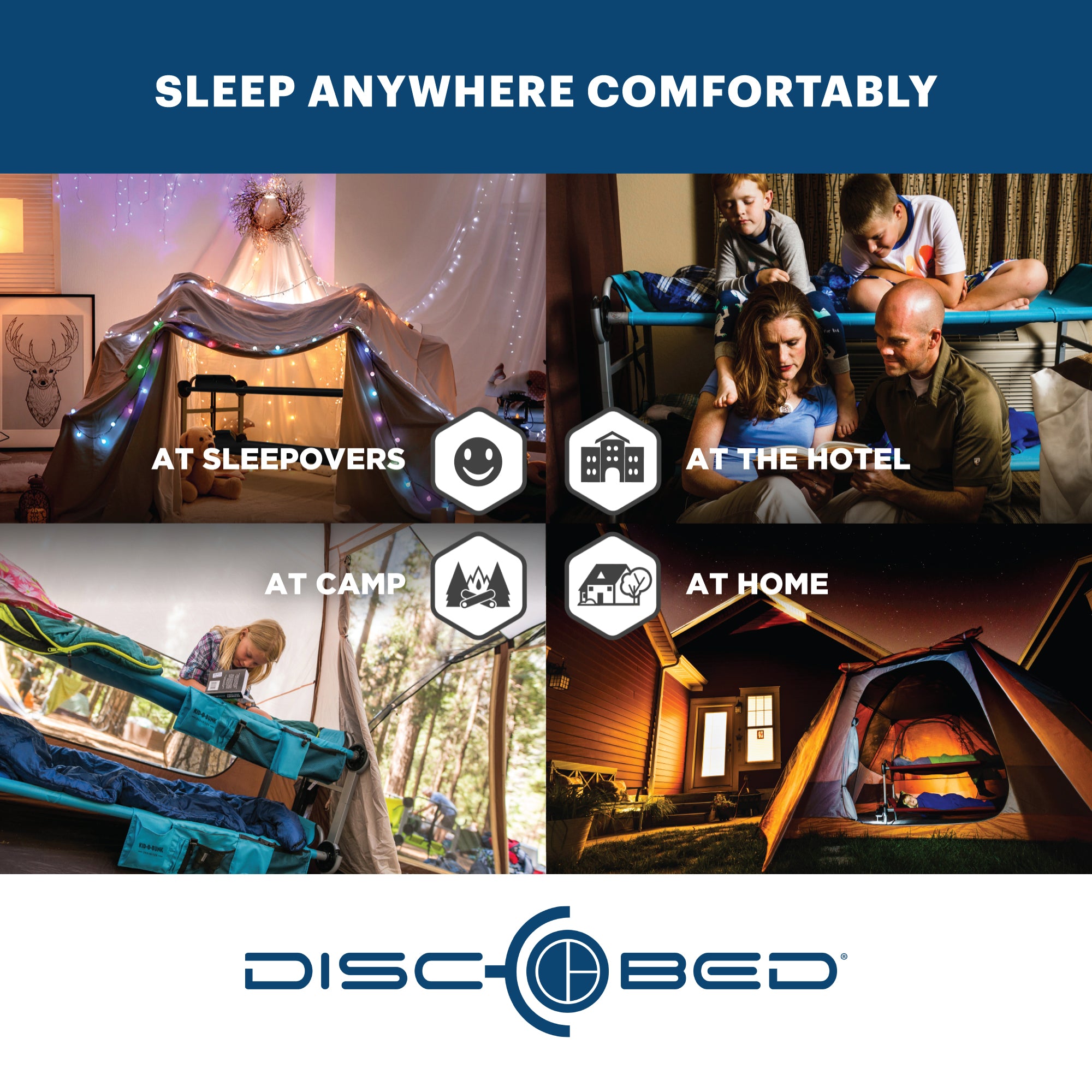 Disc-O-Bed Stack Adapter Kit for Kid-O-Bed and Kid-O-Bunk Cot Systems, Silver - VMInnovations
