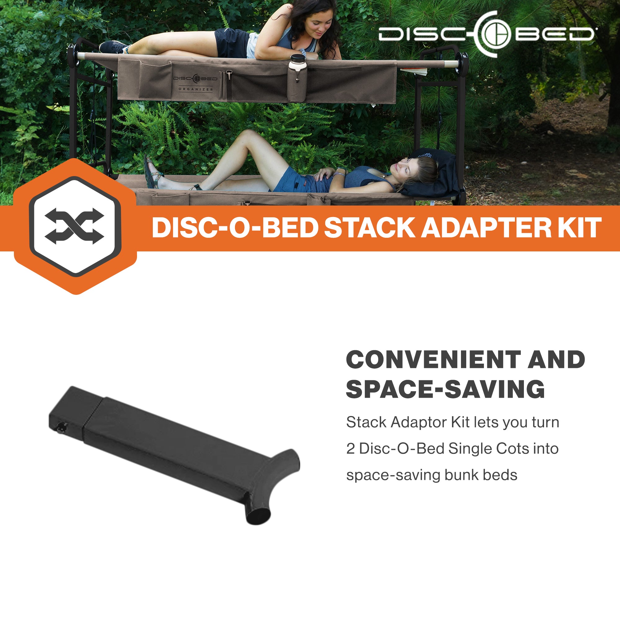 Disc-O-Bed Stack Adapter Kit for Disc-O-Bed L & XL Cot Systems to Bunk Beds - VMInnovations