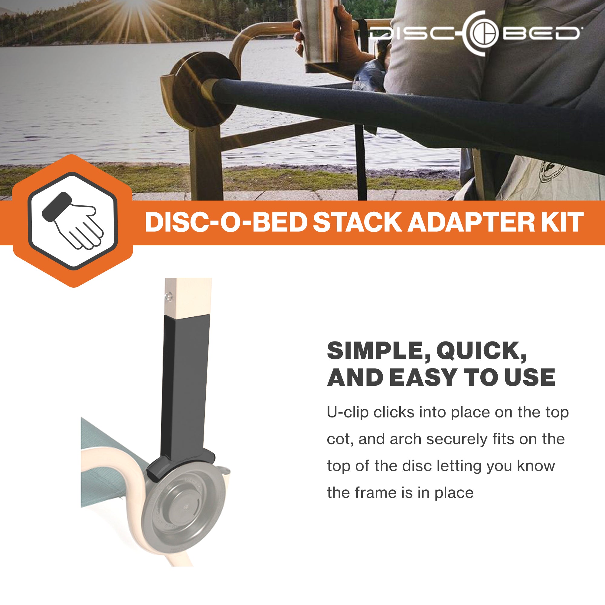 Disc-O-Bed Stack Adapter Kit for Disc-O-Bed L & XL Cot Systems to Bunk Beds - VMInnovations