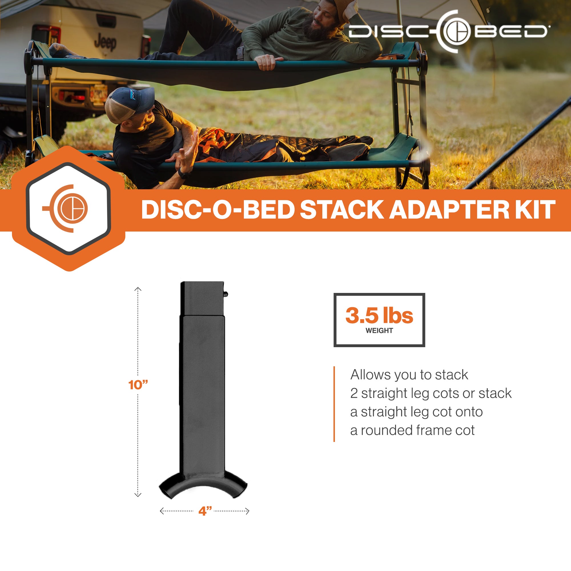 Disc-O-Bed Stack Adapter Kit for Disc-O-Bed L & XL Cot Systems to Bunk Beds - VMInnovations
