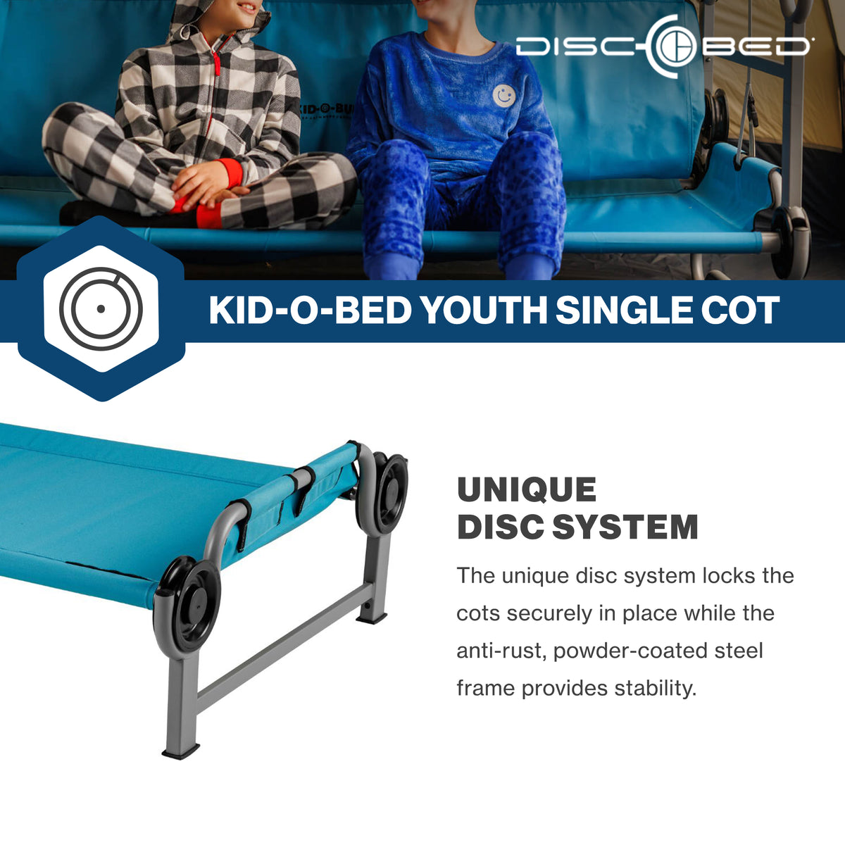 Disc-O-Bed Youth Single Cot Kid-O-Bed with Storage & Carry Bag, Teal (Open Box)
