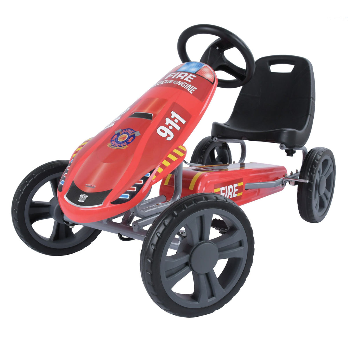 Hauck Speedster Pedal Go Kart w/ Bucket Seat for Ages 4-8, Fire Rescue(Open Box) - VMInnovations