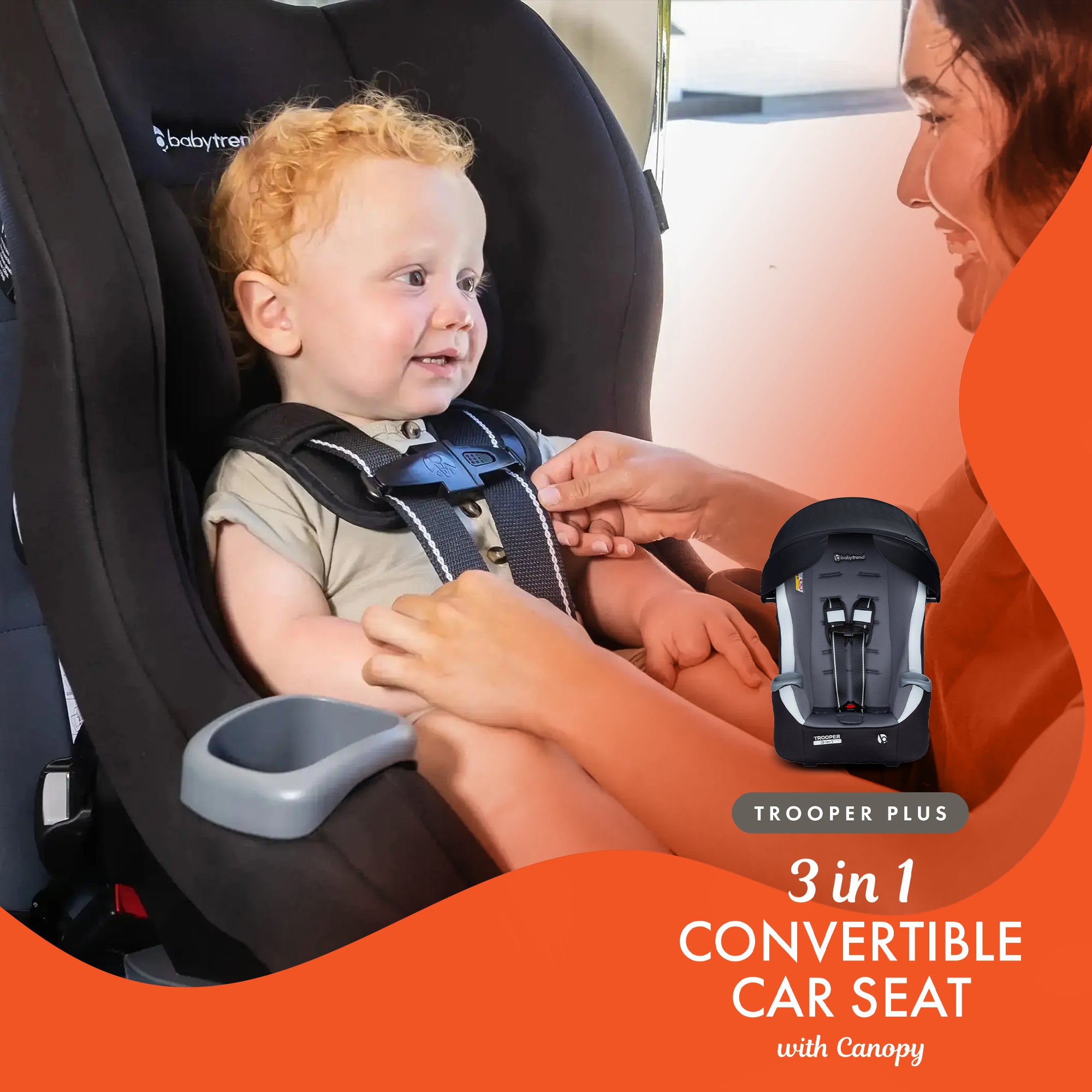 Baby Trend Trooper Plus 3-in-1 Convertible Car Seat with Canopy, Dash Twilight - VMInnovations