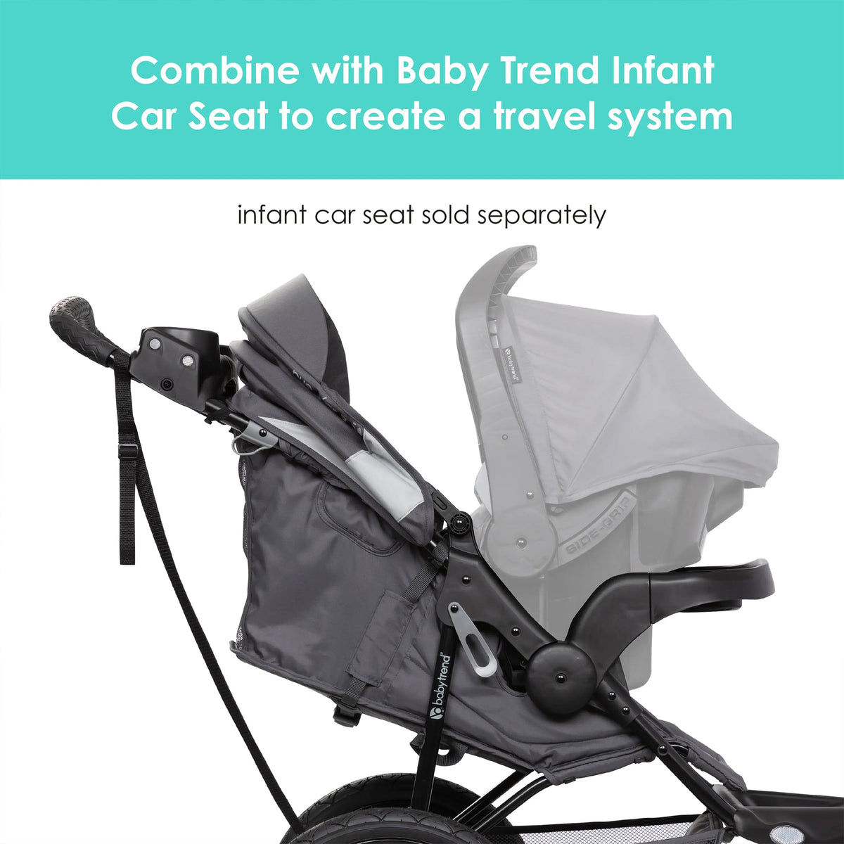 Baby Trend Zero Flat Jogger Stroller w/Canopy & LED Lights, Grey (Open Box)